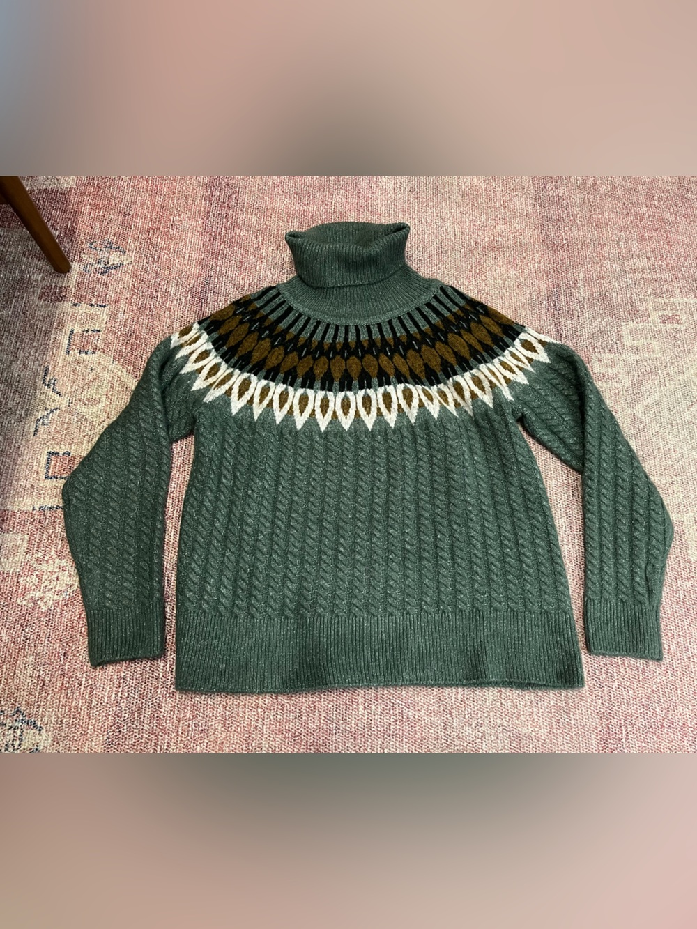 Evereve Hadley Fair Isle Oversized Turtleneck Sweater NWT $118 size small
